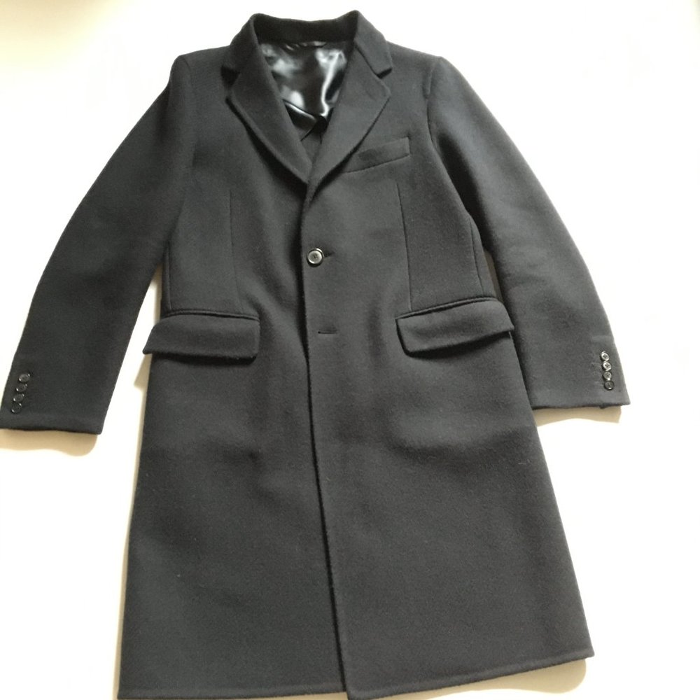 $3395 BELVEST Navy Blue Twill Unstructured Wool Coat 38 R (Eu 48) Overcoat.